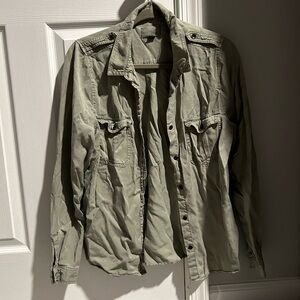 Forest Green Long Sleeve Button Up Blouse